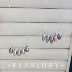 Chili Smiling Balance Diamonds Strong Metallic Pearl Necklace S925