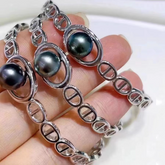 S925 sterling silver fine craftsmanship pig nose bracelet empty holder(without pearl)