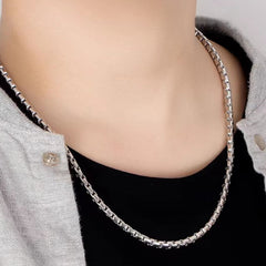 S925 Sterling Silver Box Necklace