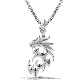 S925 Sterling Silver Vintage Chinese Loong Pendant Necklace