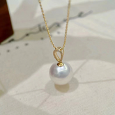 18K gold small and exquisite water droplet pendant with zircon inlay suitable for 10-11mm pearls