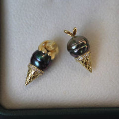 Naturally Grown Seawater Thread Tahitian Pearl Pendant Ice Cream Rabbit Pendant(without chain)