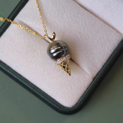 Naturally Grown Seawater Thread Tahitian Pearl Pendant Ice Cream Rabbit Pendant(without chain)