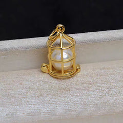 S925 Silver Pagoda Bird Cage Suitable for 7-8.5mm Non Perforated Pearl Pendant