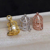 S925 Silver Pagoda Bird Cage Suitable for 7-8.5mm Non Perforated Pearl Pendant