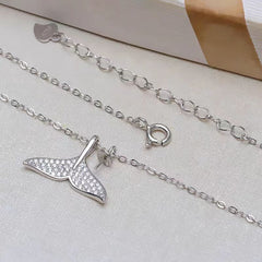 S925 Silver Mermaid Princess Fish Tail Pendant Necklace(without pearl)