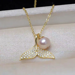 S925 Silver Mermaid Princess Fish Tail Pendant Necklace(without pearl)