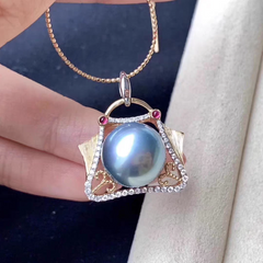 S925 pure silver brushed craft retro design pendant(without pearl)