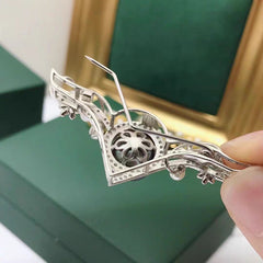 S925 sterling silver fashionable brooch pendant dual-use empty holder(without pearl)