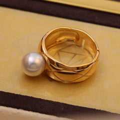 S925 pure silver luxury geometric diamond patterned ring with adjustable empty holder(without pearl)