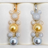 S925 silver inlaid zircon Mickey style exquisite pendant earring accessory (without pearl)