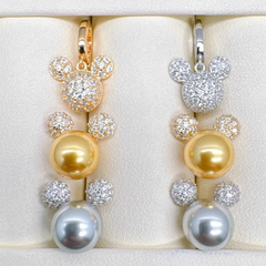 S925 silver inlaid zircon Mickey style exquisite pendant earring accessory (without pearl)