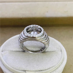 S925 sterling silver precision thick ring, empty holder, semi-finished product, circle shaped, movable mouth(without pearl)