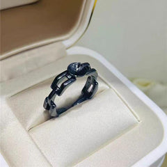 S925 sterling silver ring with black flap, fashionable and simple DIY design(without pearl)