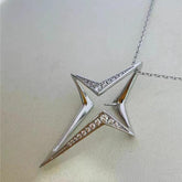 S925 Silver Exquisite Craftsmanship Four Corner Star Charm Pendant with Chain, Cute Dark and Cute Devil Pendant, Empty Holder