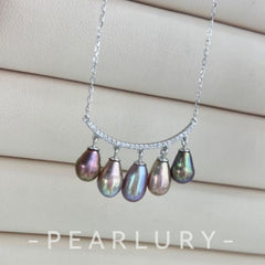 Chili Smiling Balance Diamonds Strong Metallic Pearl Necklace S925