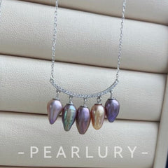 Chili Smiling Balance Diamonds Strong Metallic Pearl Necklace S925