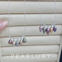Chili Smiling Balance Diamonds Strong Metallic Pearl Necklace S925