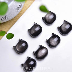 Cat Shape Obisidian Natural Crystal Beads Accessories For DIY