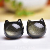 Cat Shape Obisidian Natural Crystal Beads Accessories For DIY