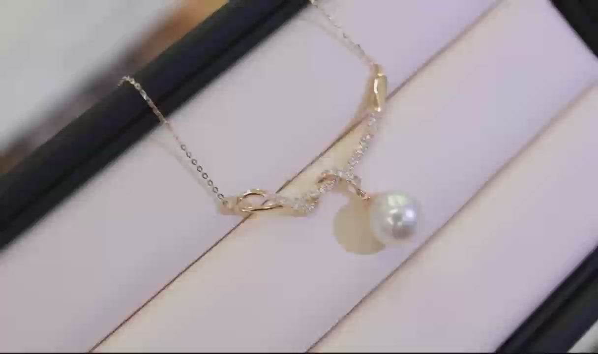 Unique niche smile necklace with white zircon inlay(without pearl)