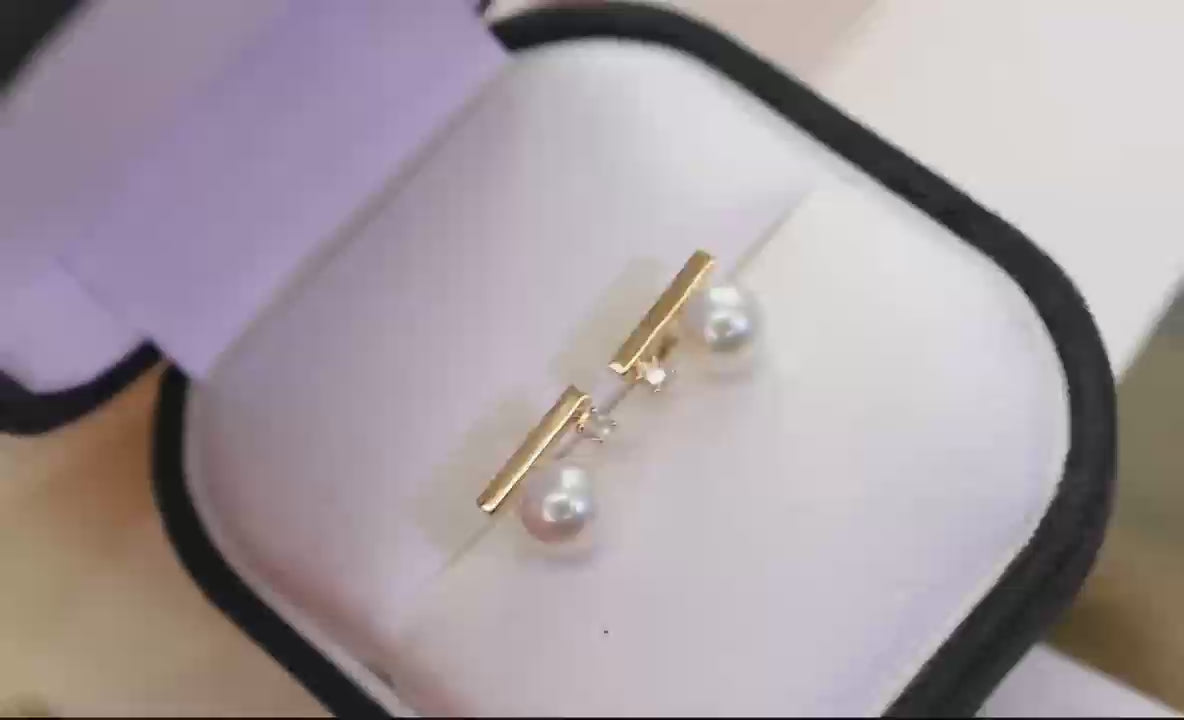 18K gold balanced wooden ear nail with zircon inlay