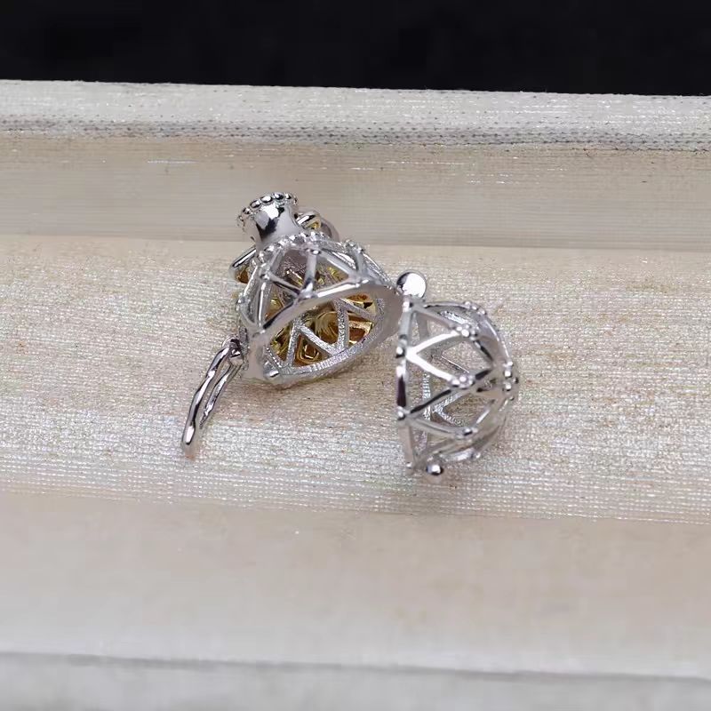 [A11] (Perfect with Akoya) S925 Silver Pendant for 7-8mm Non-Porous Pearl Cage DIY Accessories(Without Pearl)
