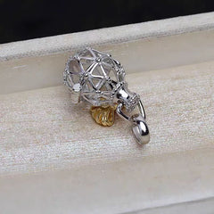 [A11] (Perfect with Akoya) S925 Silver Pendant for 7-8mm Non-Porous Pearl Cage DIY Accessories(Without Pearl)