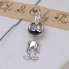 [A15]S925 Silver Halloween Devil Pendant Cage Suitable for 5-6mm Perforated Pearl（without pearl）