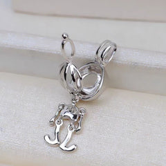 [A15]S925 Silver Halloween Devil Pendant Cage Suitable for 5-6mm Perforated Pearl（without pearl）