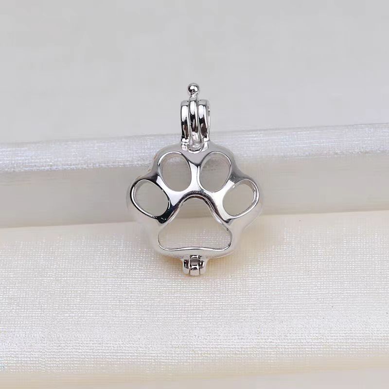 [A16] S925 Silver Cat Foot Pendant Cage Suitable for 8-11mm Pearl(without pearl)