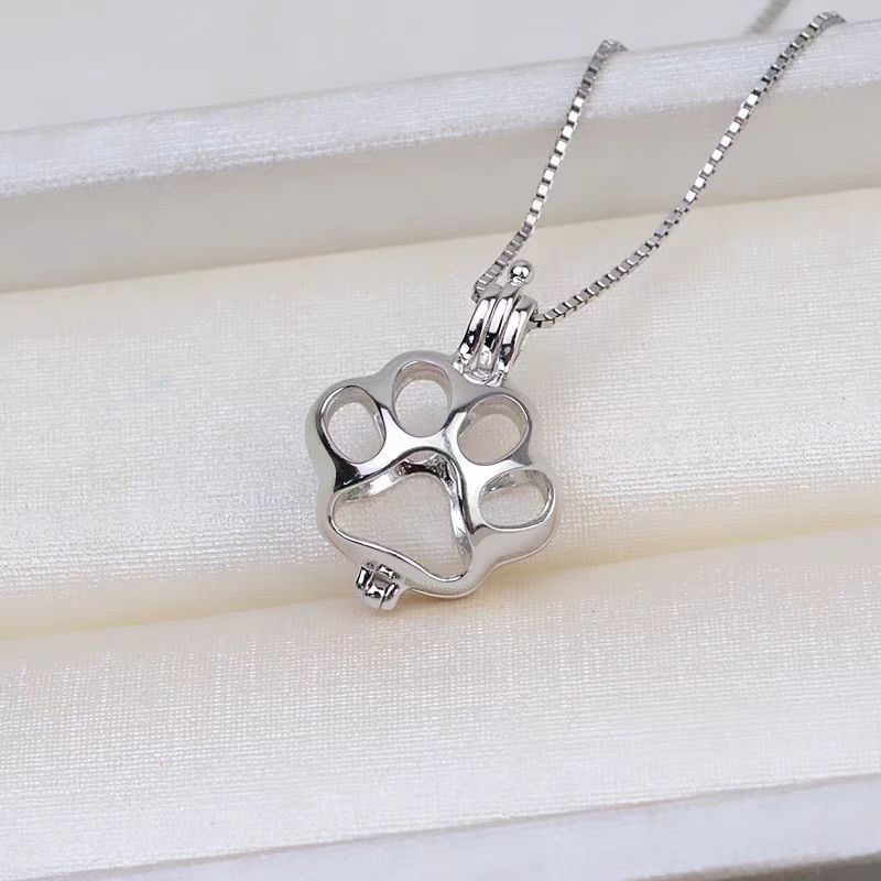 [A16] S925 Silver Cat Foot Pendant Cage Suitable for 8-11mm Pearl(without pearl)