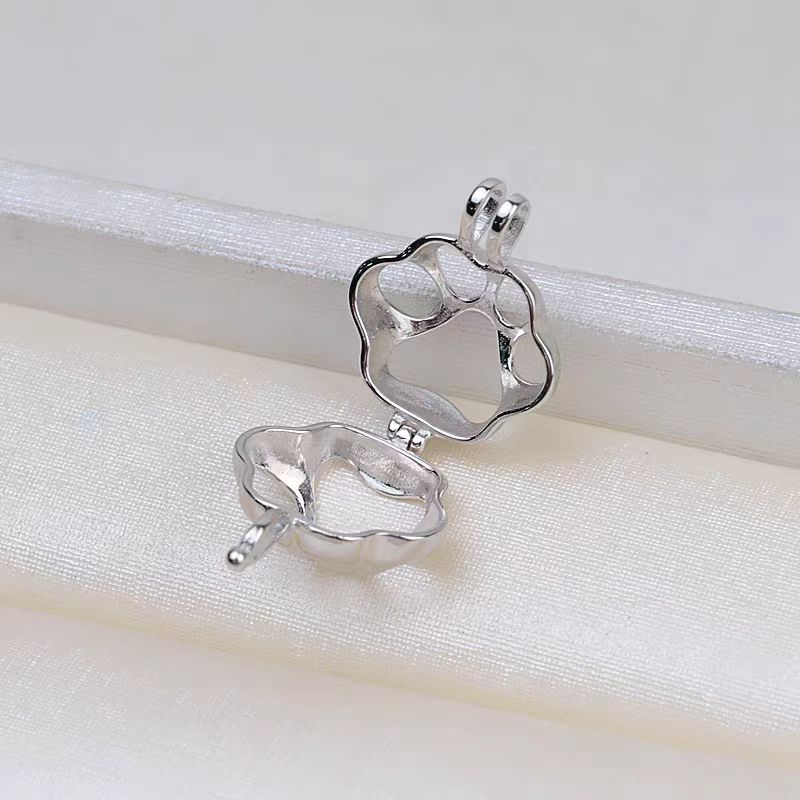 [A16] S925 Silver Cat Foot Pendant Cage Suitable for 8-11mm Pearl(without pearl)