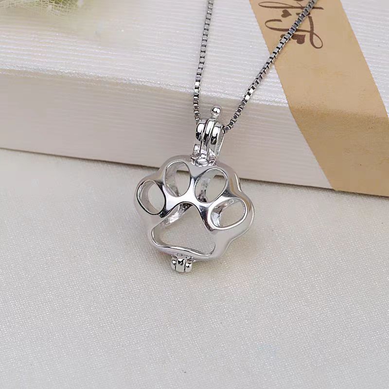 [A16] S925 Silver Cat Foot Pendant Cage Suitable for 8-11mm Pearl(without pearl)