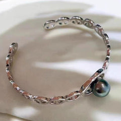 S925 sterling silver fine craftsmanship pig nose bracelet empty holder（without pearl）