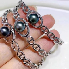 S925 sterling silver fine craftsmanship pig nose bracelet empty holder（without pearl）