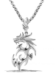 S925 Sterling Silver Vintage Chinese Loong Pendant Necklace