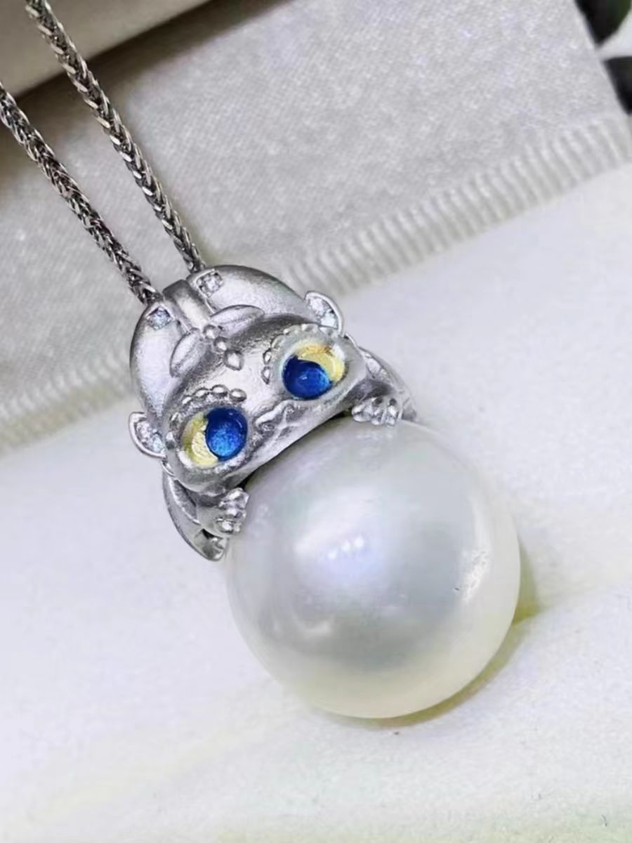 S925 sterling silver pendant empty holder suitable for 12-14mm pearls（without pearl）