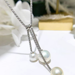 S925 Silver Multiple Pearl Pendant Necklace Accessories（without pearl）