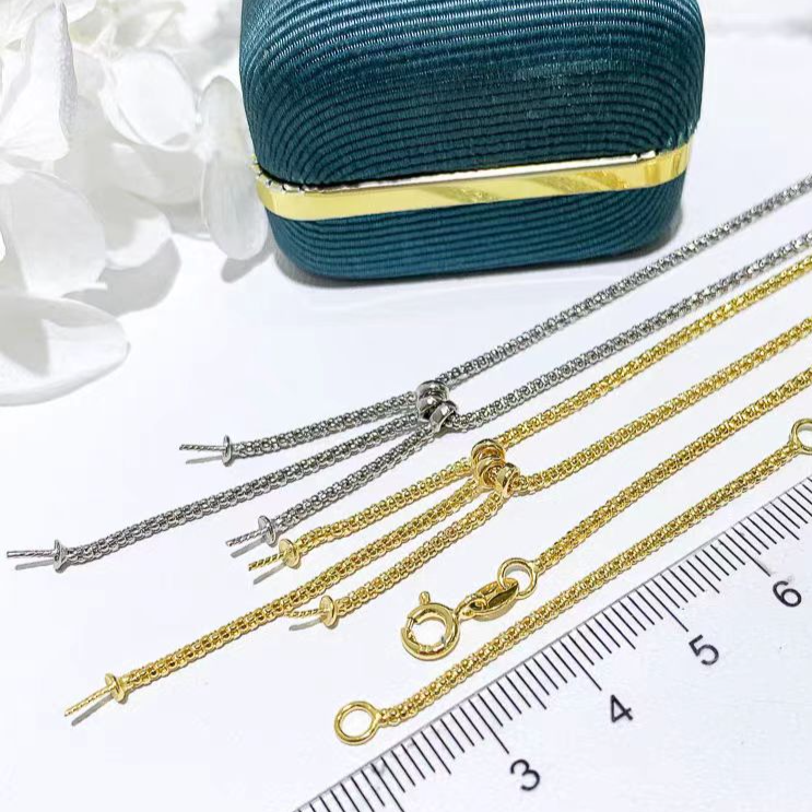 S925 Silver Multiple Pearl Pendant Necklace Accessories（without pearl）
