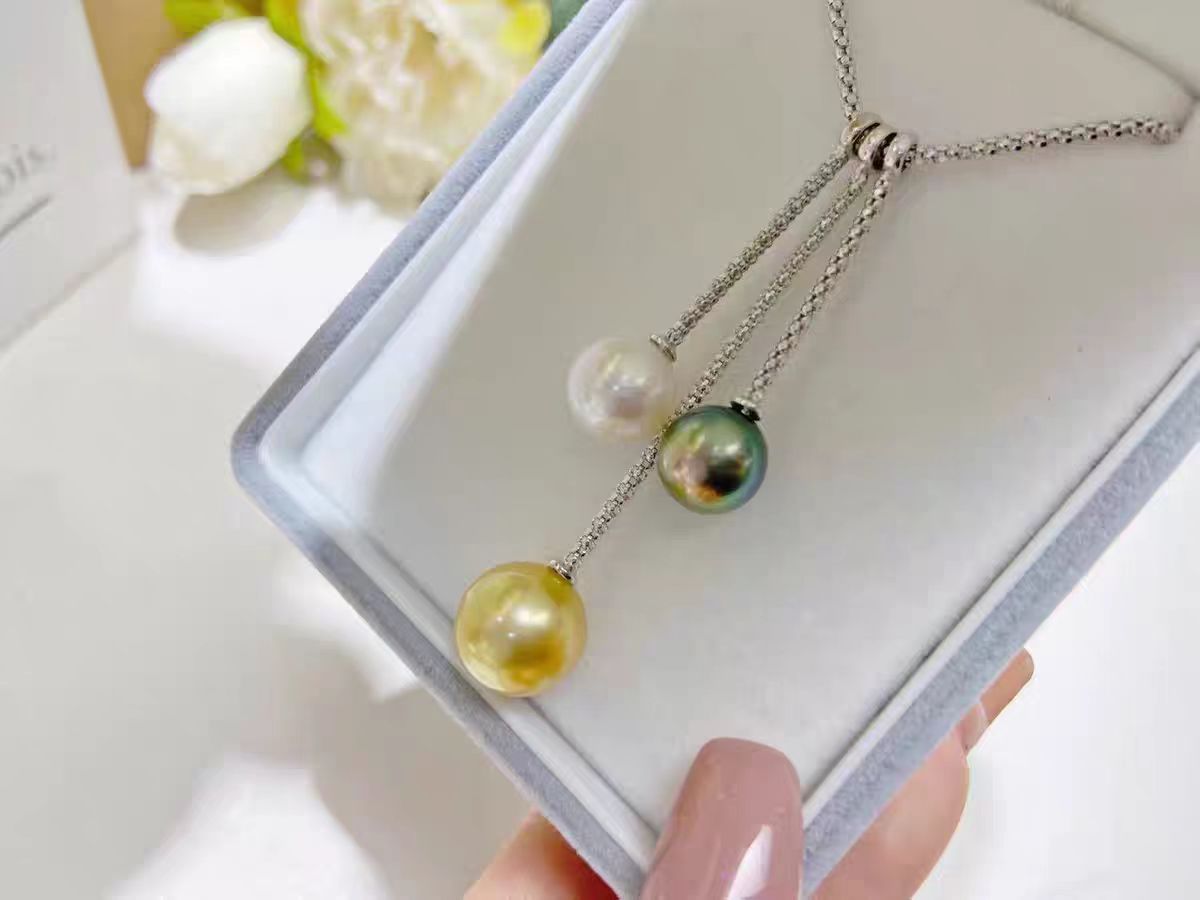 S925 Silver Multiple Pearl Pendant Necklace Accessories（without pearl）