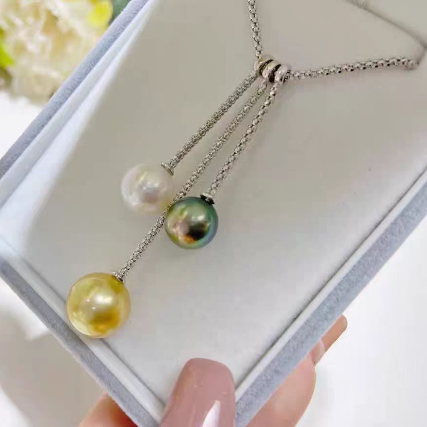 S925 Silver Multiple Pearl Pendant Necklace Accessories（without pearl）