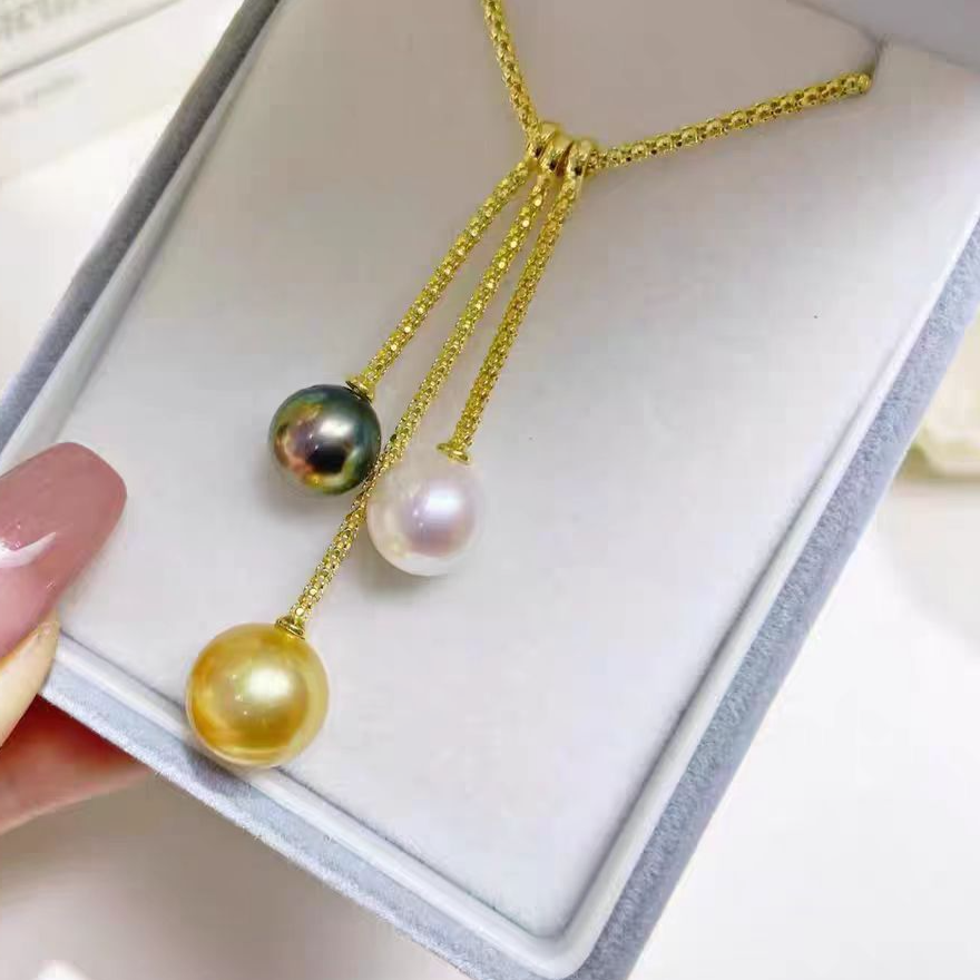 S925 Silver Multiple Pearl Pendant Necklace Accessories（without pearl）
