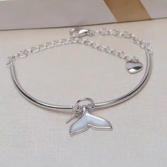 S925 Silver Fish Tail Shell Bracelet Bracelet Suitable for Pearl Sizes 5-8mm（without pearl）