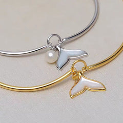S925 Silver Fish Tail Shell Bracelet Bracelet Suitable for Pearl Sizes 5-8mm（without pearl）
