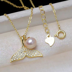 S925 Silver Mermaid Princess Fish Tail Pendant Necklace（without pearl）