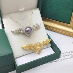 S925 sterling silver fashionable brooch pendant dual-use empty holder（without pearl）