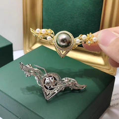 S925 sterling silver fashionable brooch pendant dual-use empty holder（without pearl）