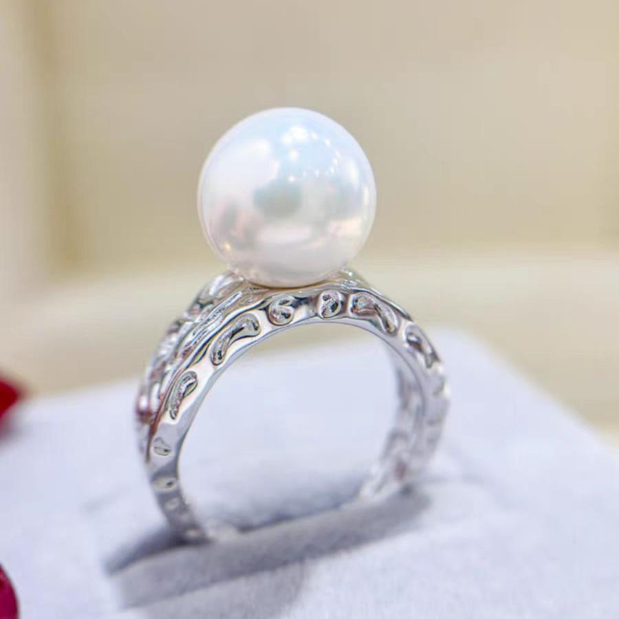 S925 sterling silver ring empty holder DIY accessory（without pearl）