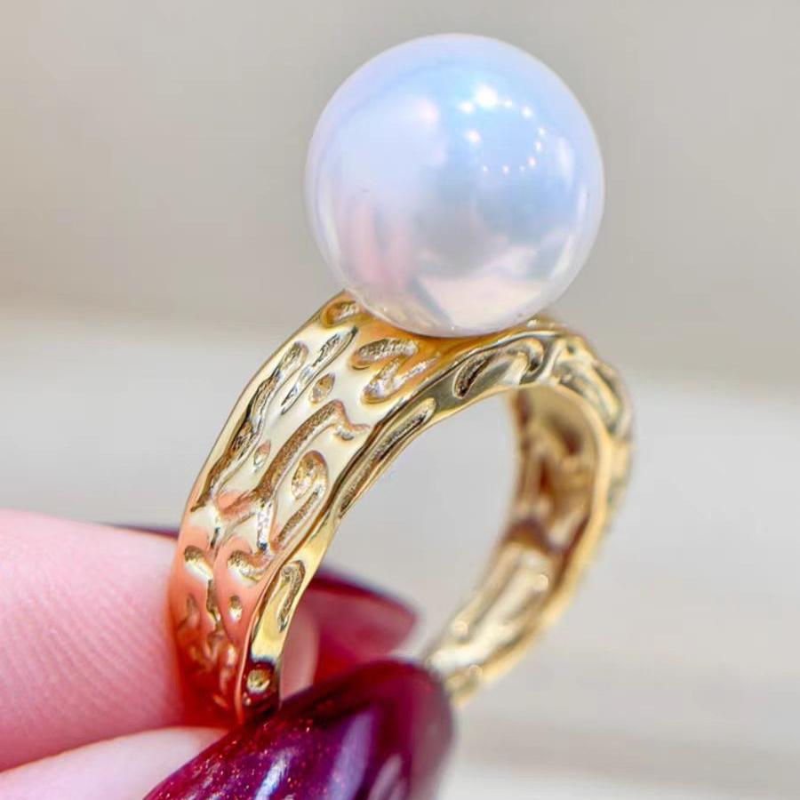 S925 sterling silver ring empty holder DIY accessory（without pearl）